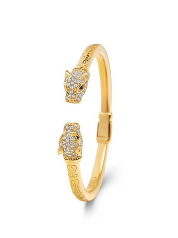 Nialaya Men's Bangle Men's Gold CZ Panther Bangle Men's Gold CZ Panther Bangle